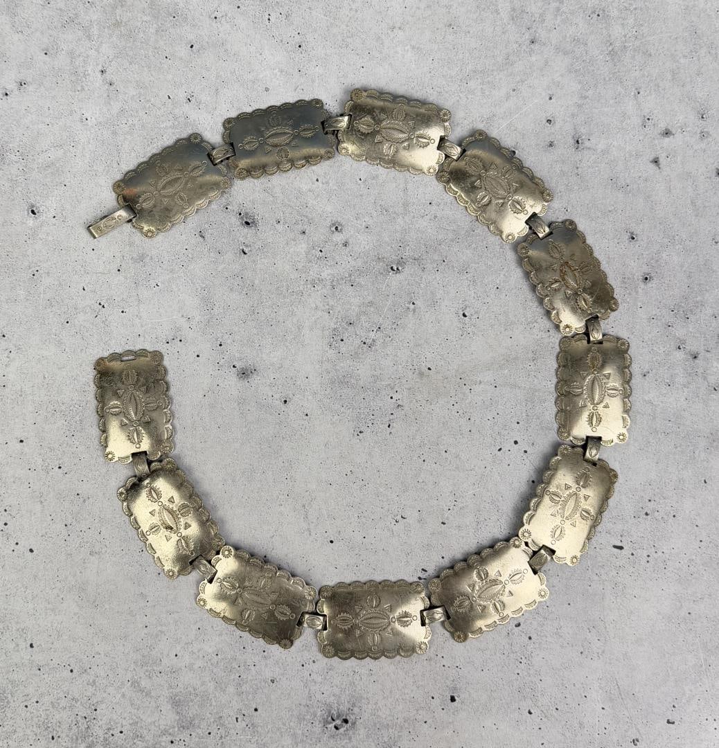 1950s Trading Post Nickel Concho Belt: 24 1/2" long.