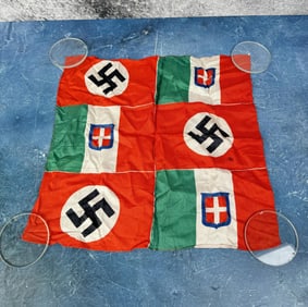 WW2 Hitler Mussolini Summit Silk Handkerchief