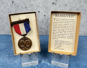 WWI WW1 Greenville South Carolina Medal