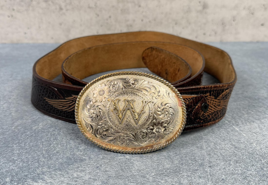 Montana Silversmiths Cowboy Belt Buckle: 52" long including buckle.