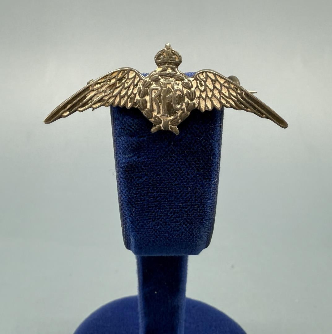 WW2 RFC Royal Flying Corps Sweetheart Wings: 1 1/2" long. Sterling Silver.