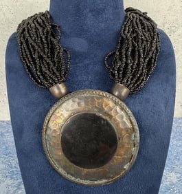 Hammered Copper Bohemian Beaded Necklace