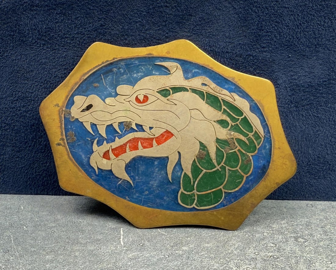 Inlaid Dragon Belt Buckle: 3" by 4"