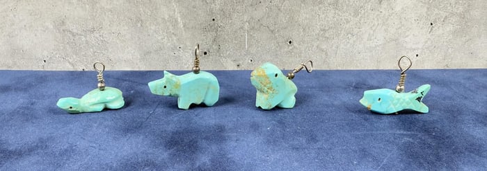 Navajo Carved Turquoise Animal Fetish Pendants
