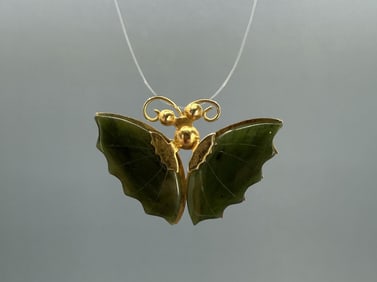 Alaskan Green Jade Butterfly Brooch