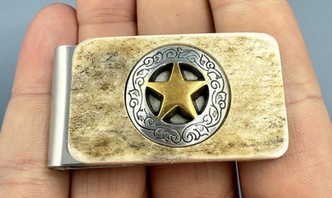 Elk Antler Texas Star Money Clip