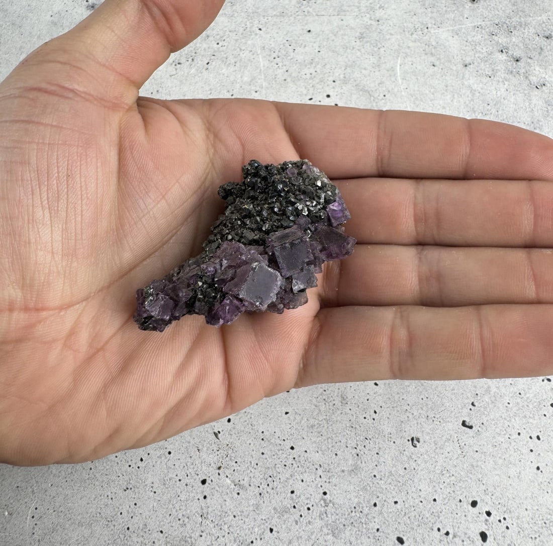 Purple Fluorite Crystals On Sphalerite (1 of 3)