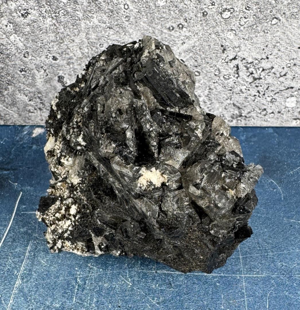 Black Tourmaline with Albite Mineral Specimen: Nice example. 160 grams. Provenance: From the estate of Moosehead Gallery rock shop in Hamilton, Montana.