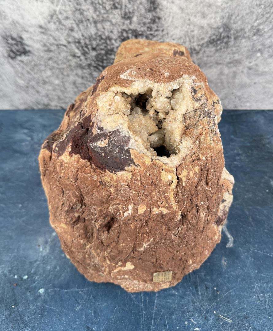 Huge 31lb Geode: 11" by 8 1/4 by 7 1/2". 31.2 lbs. Provenance: From the estate of Moosehead Gallery rock shop in Hamilton, Montana.