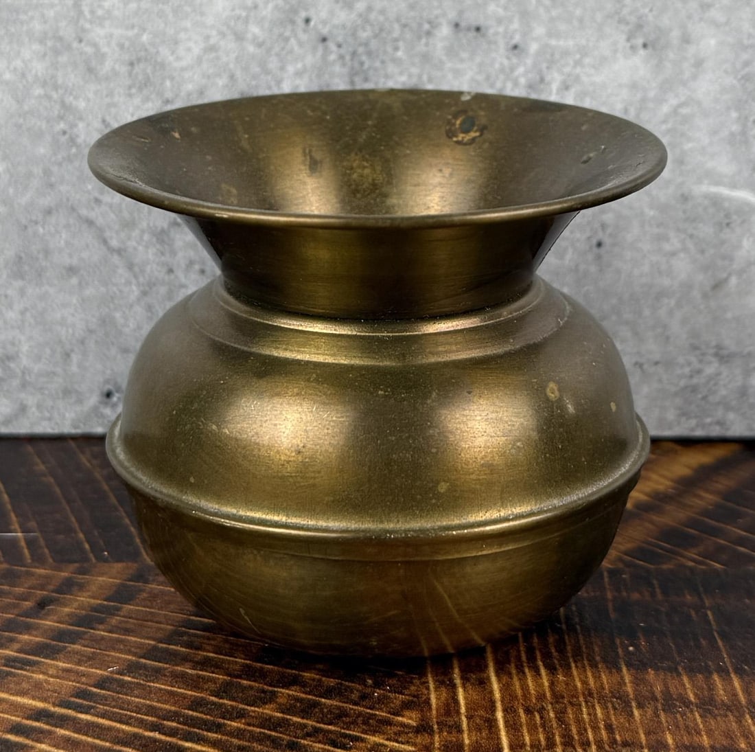 Antique Brass Ladies Pocket Spittoon: 2 1/2" tall, 2 7/8" diameter.
