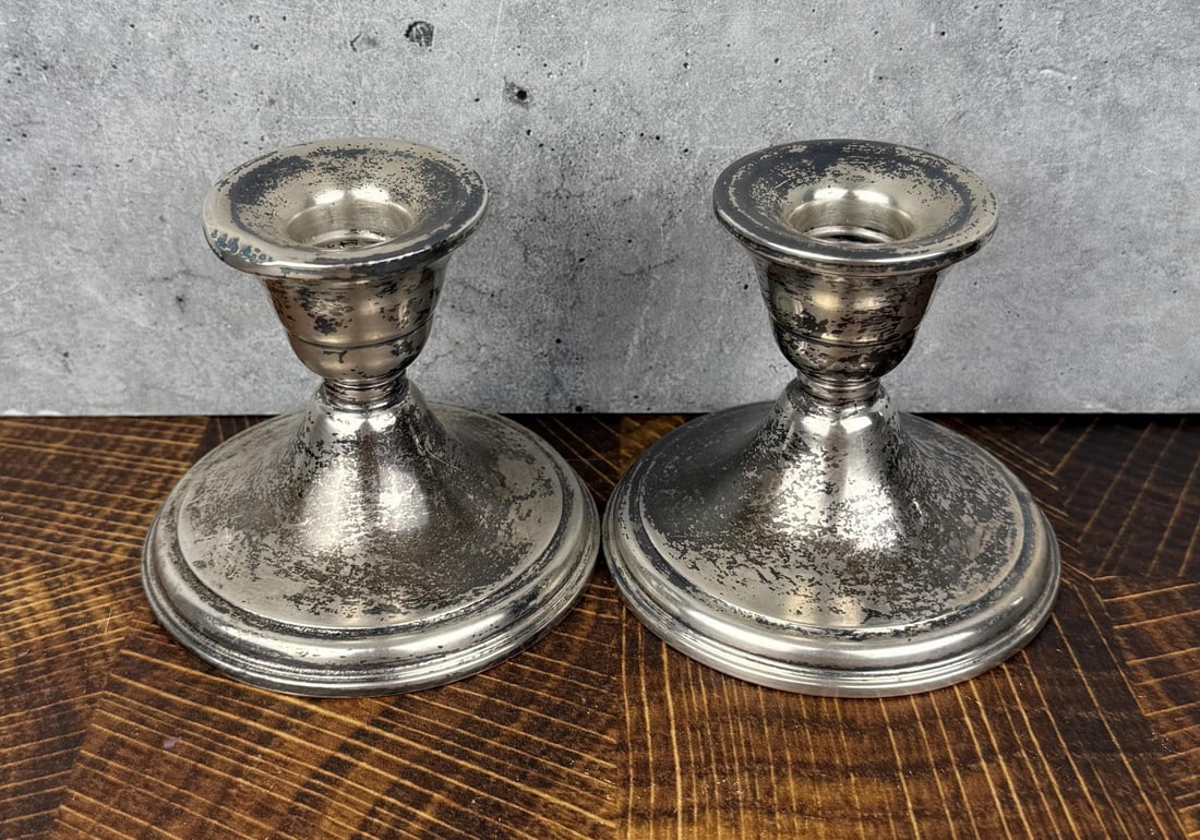 Weighted Sterling Silver Candlesticks: 3 1/8" tall.