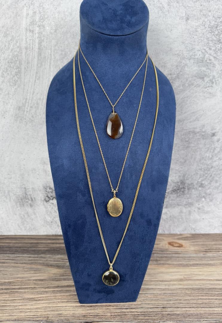 Agate Necklaces and Locket: Nice grouping