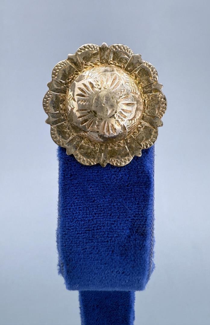 Sterling Silver Cowboy Concho Scarf Slide: 3/4" diameter. 3.7 Grams
