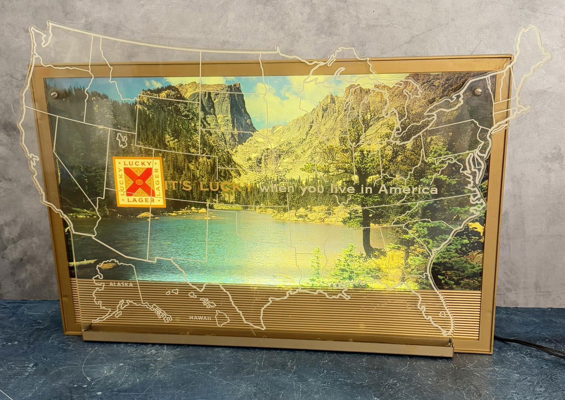Lucky Lager Beer State Map Lighted Motion Sign (1 of 6)