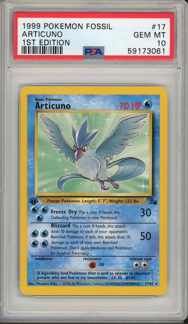 1999 Pokemon Fossil 1st Edition Articuno 17 PSA 10 (1 of 3)