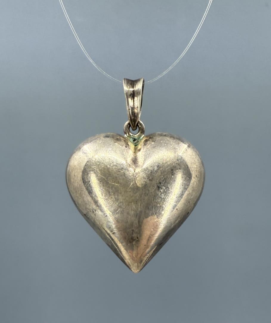 Sterling Silver Heart Pendant: 1" by 1"