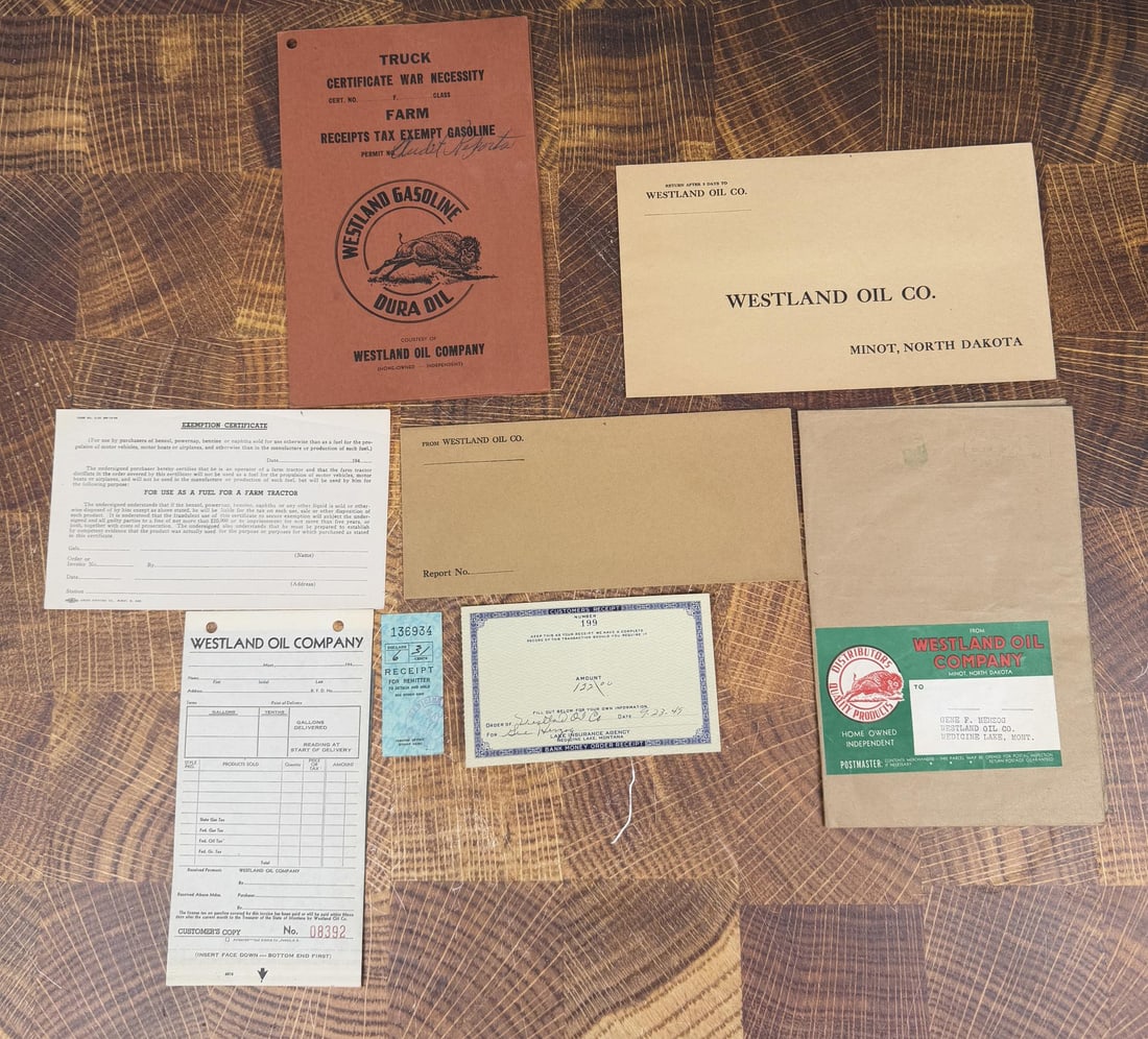 Westland Oil Montana North Dakota Ephemera: Nice grouping. Michael Westergard Collection Inv: