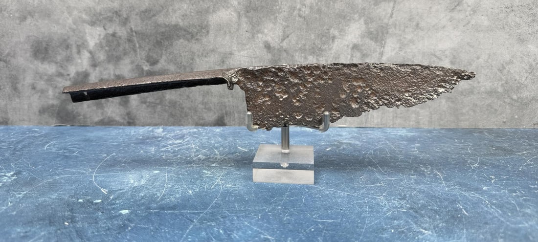 Hudsons Bay Fur Trade Era Indian Knife: 11" long. This is from and old Hudson Bay Collection, Saskatoon, Sask. Canada. The knife was found in what was a Blackfoot village site near Rocky Mountain House, an early fur trading post of Hudson B