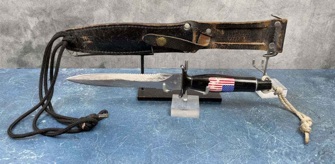 Gerber Mark II Survival Knife: Made in 1983, has the previous owners name engraved on the blade. Michael Westergard Collection Inv: 209