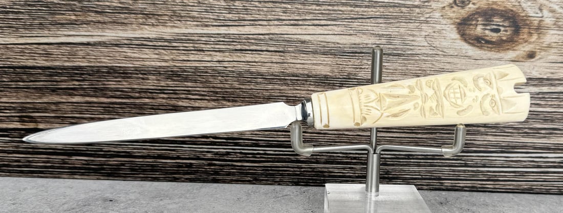 Haida Northwest Coast Indian Letter Opener: Carved Walrus Material. 8" long.