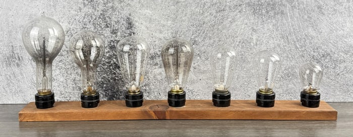 Display Of Antique Westinghouse Mazda Light Bulbs