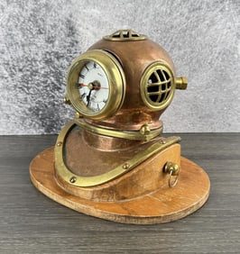 Brass Diving Helmet Desk Clock