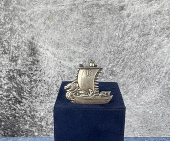 950 Sterling Silver Dragon Ship Card Holder
