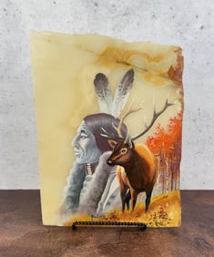 Native American Indian Painting on Onyx
