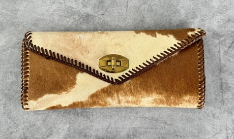 Vintage Cowhide Fur On Cowboy Clutch Wallet