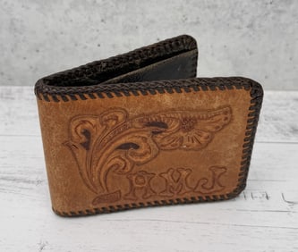Vintage Tooled Leather Cowboy Wallet