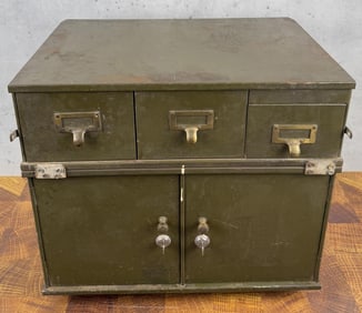 Antique Industrial Rolling Metal Storage Cabinet