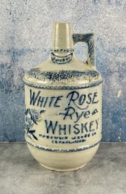 White Rose Rye Whiskey Stoneware Crock Jug