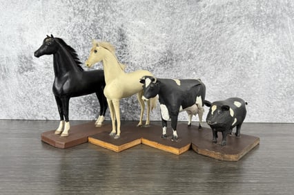 Lydia Barnes Folk Art Carved Farm Animals