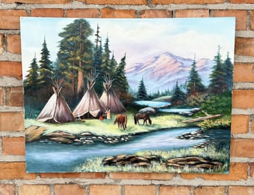 Rita Morgan Montana Oil on Canvas Indian Painting