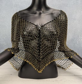 Sheer Mesh Beaded Flapper Top Shawl