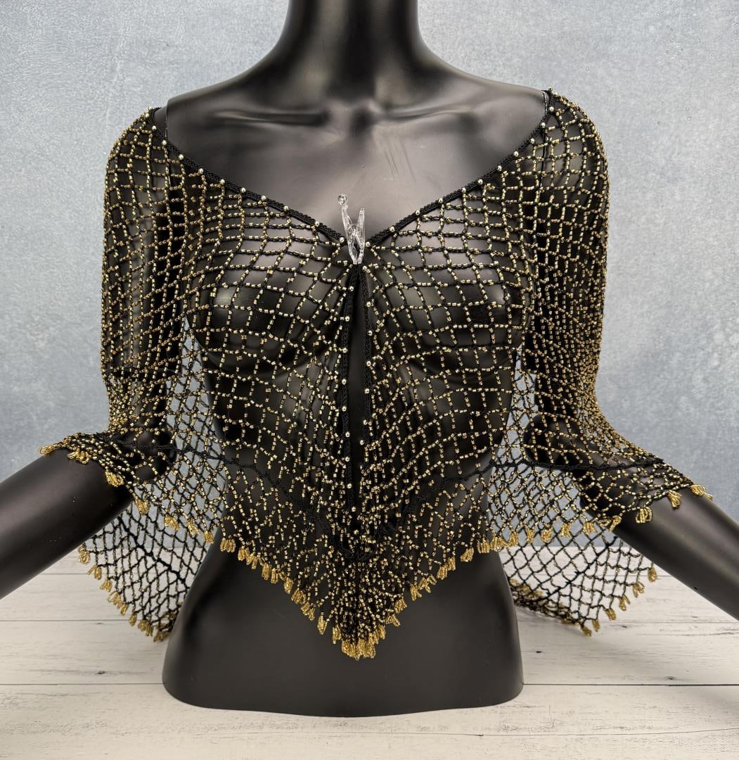 Sheer Mesh Beaded Flapper Top Shawl (1 of 5)