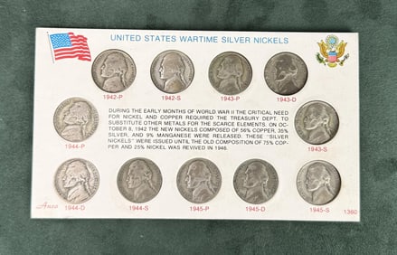Collection of Wartime Silver Nickels