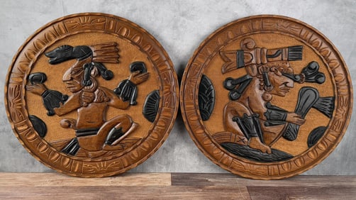 Mid Century South American Wood Wall Sculptures