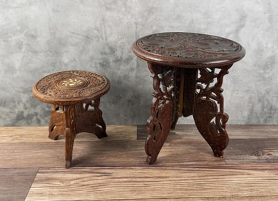 Mid Century Hard Wood Collapsible Teak Tables