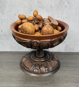 Mid Century Carved Wood Fruit in Bowl