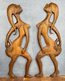 Mid Centruy Dancing Native Woman Wall Sculpture