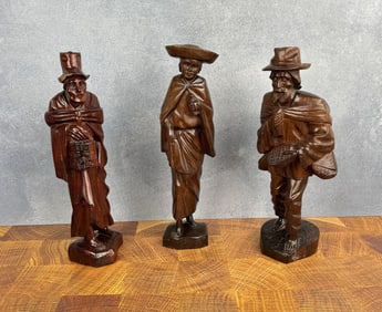 Group Of Mid Century Carved Wood Figures