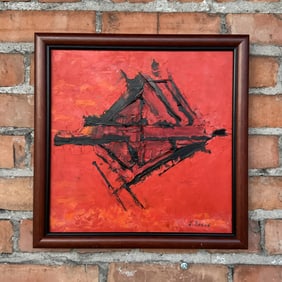 Mid Century Factory J Brand Abstract Painting