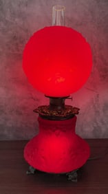 Ruby Red GWTW Satin Glass Gone with the Wind Lamp