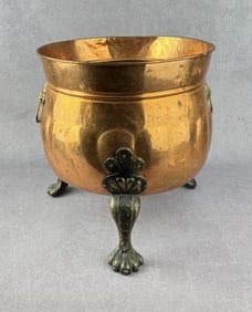 Craftsman Hammered Copper Footed Cauldron
