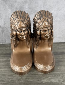 Jennings Bros Butte Montana Indian Chief Bookends