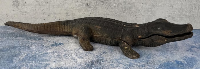 Large Cast Iron Garden Alligator