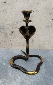 Mid Century Brass Cobra Candlestick