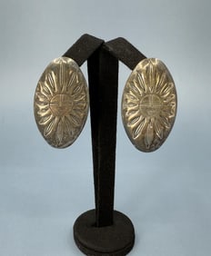 Hopi Indian Sterling Silver Sun Face Earrings