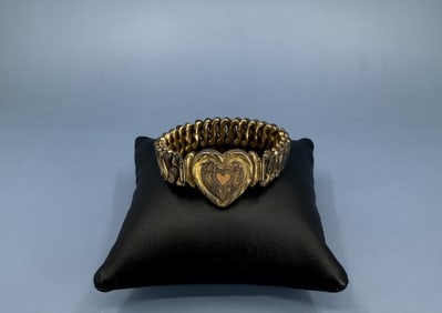 Engraved Gold Filled Heart Bracelet